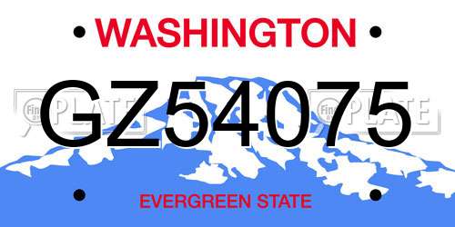 GZ54075 Washington License Plate