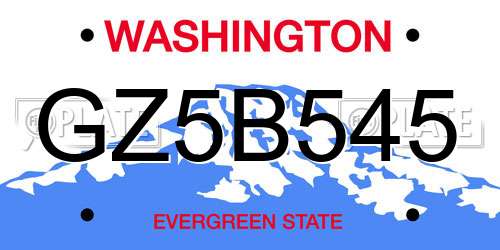GZ5B545 Washington License Plate