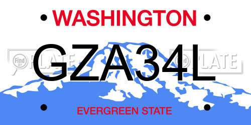 GZA34L Washington License Plate