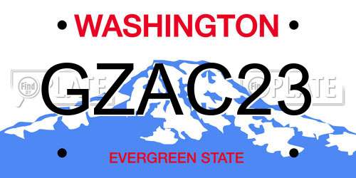 GZAC23 Washington License Plate