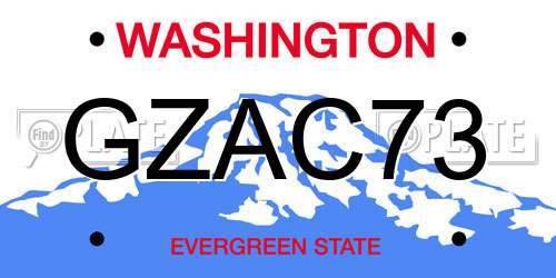 GZAC73 Washington License Plate