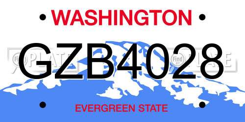GZB4028 Washington License Plate