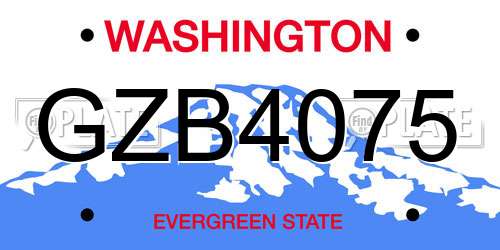 GZB4075 Washington License Plate