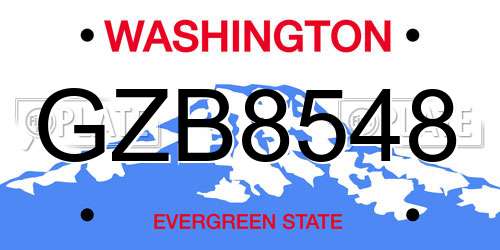 GZB8548 Washington License Plate