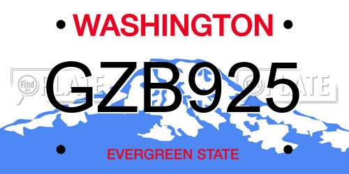 GZB925 Washington License Plate