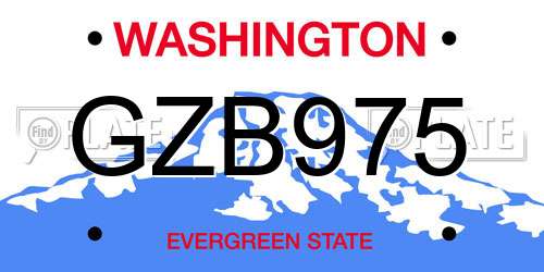 GZB975 Washington License Plate