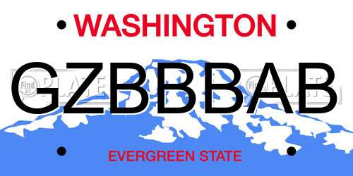 GZBBBAB Washington License Plate