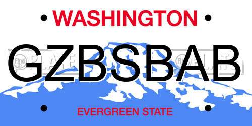 GZBSBAB Washington License Plate