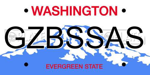 GZBSSAS Washington License Plate