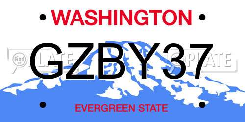 GZBY37 Washington License Plate