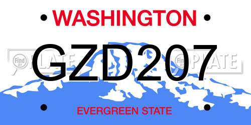 GZD207 Washington License Plate