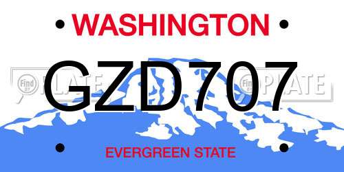 GZD707 Washington License Plate