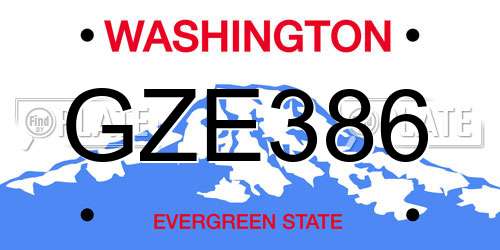 GZE386 Washington License Plate