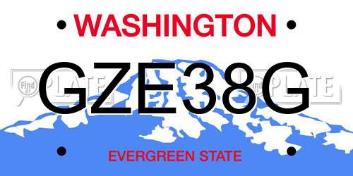 GZE38G Washington License Plate