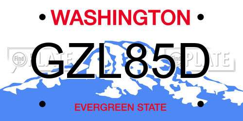 GZL85D Washington License Plate