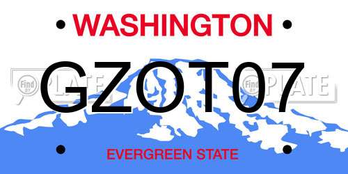 GZOT07 Washington License Plate