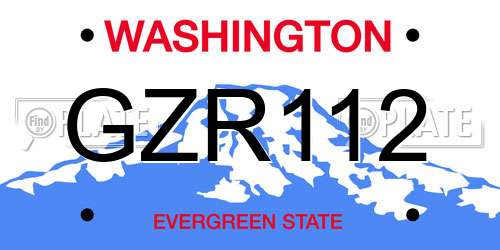 GZR112 Washington License Plate