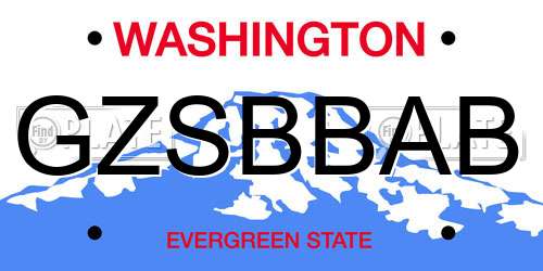 GZSBBAB Washington License Plate