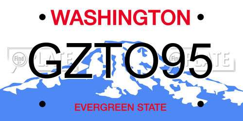 GZTO95 Washington License Plate