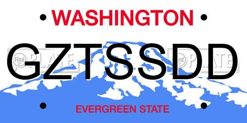 GZTSSDD Washington License Plate