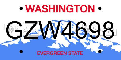 GZW4698 Washington License Plate