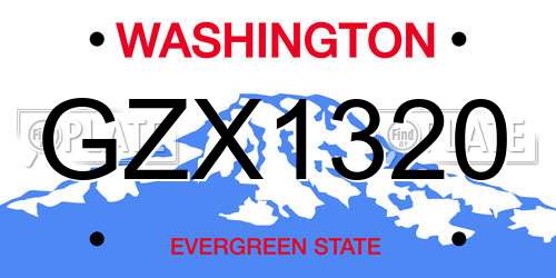 GZX1320 Washington License Plate