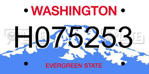 H075253 Washington License Plate