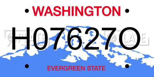H07627O Washington License Plate