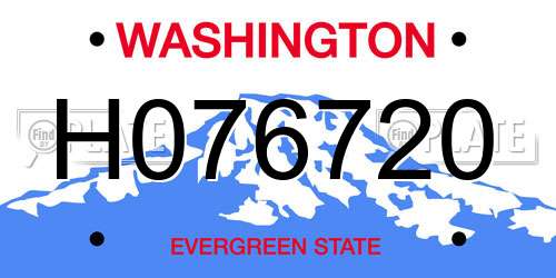 H076720 Washington License Plate