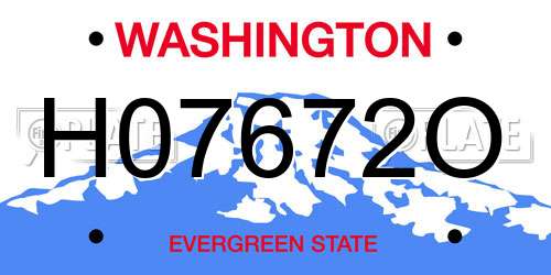 H07672O Washington License Plate