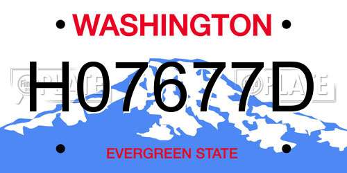 H07677D Washington License Plate