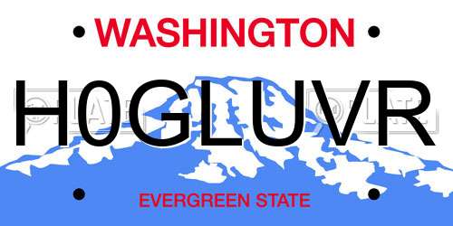 H0GLUVR Washington License Plate