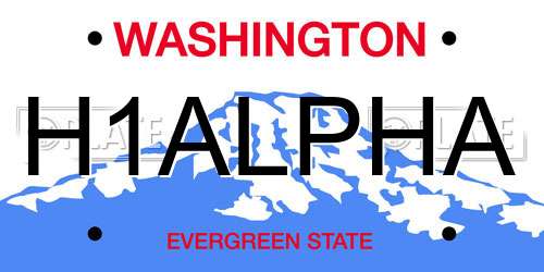 H1ALPHA Washington License Plate
