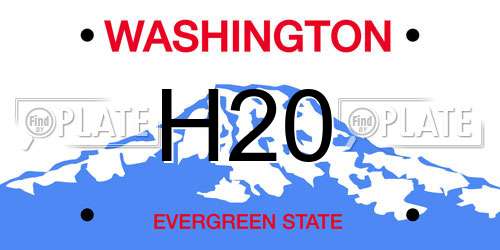 H20 Washington License Plate