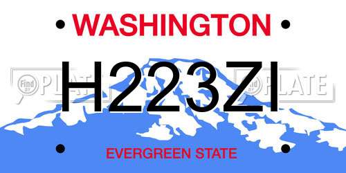 H223ZI Washington License Plate