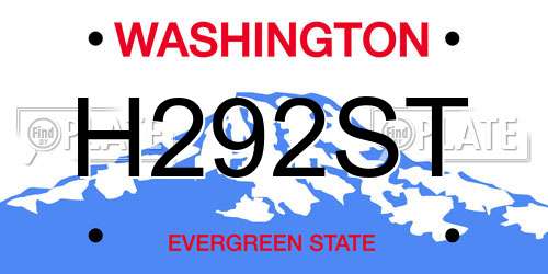 H292ST Washington License Plate