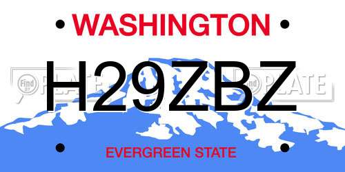 H29ZBZ Washington License Plate