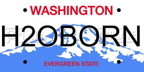 H2OBORN Washington License Plate
