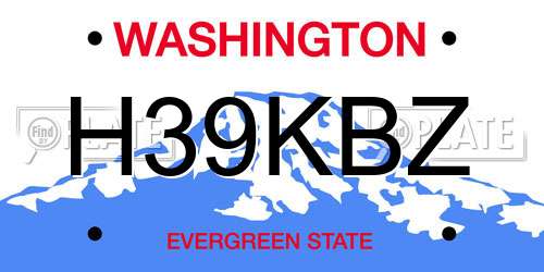 H39KBZ Washington License Plate