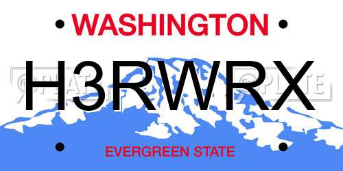 H3RWRX Washington License Plate