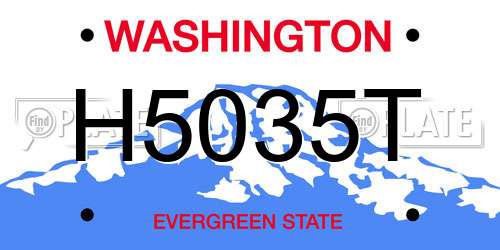H5035T Washington License Plate