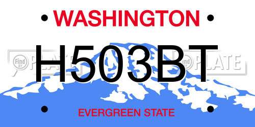 H503BT Washington License Plate
