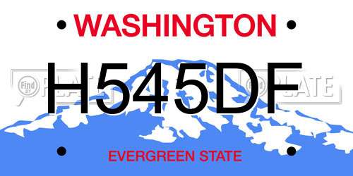 H545DF Washington License Plate