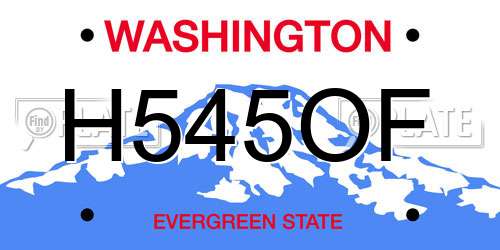 H545OF Washington License Plate