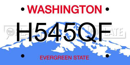 H545QF Washington License Plate
