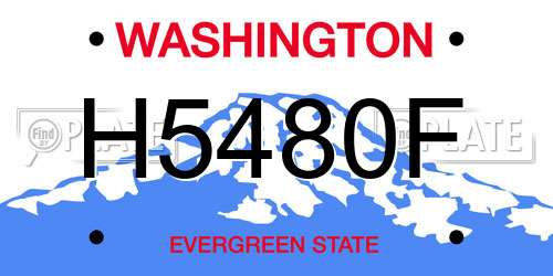 H5480F Washington License Plate