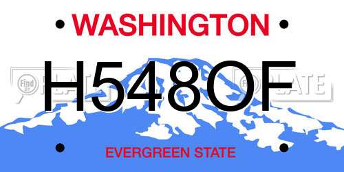 H548OF Washington License Plate