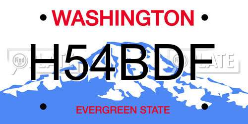 H54BDF Washington License Plate