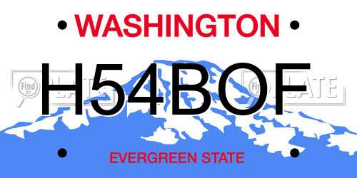 H54BOF Washington License Plate
