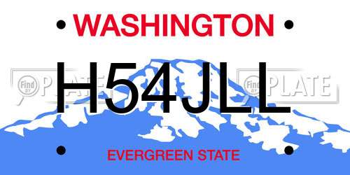 H54JLL Washington License Plate